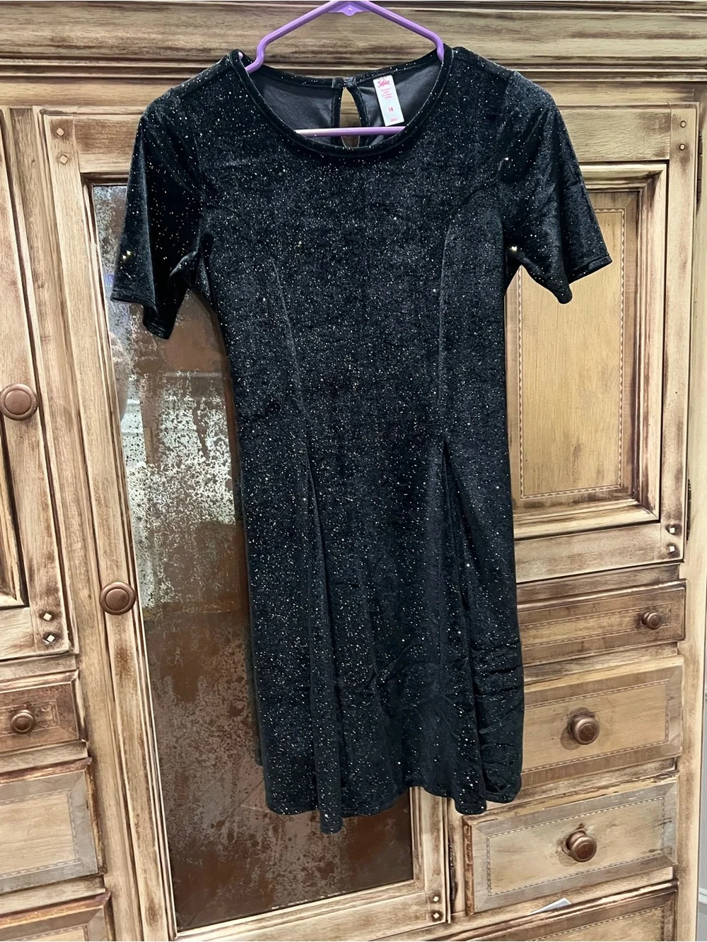 Justice Black Sparkle Short Sleeve Dress - Brand